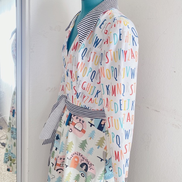 HANDMADE ABC DIFFERENT PATTERN COLORFUL RAINBOW WRAP DRESS SIZE M/L. - Picture 8 of 16